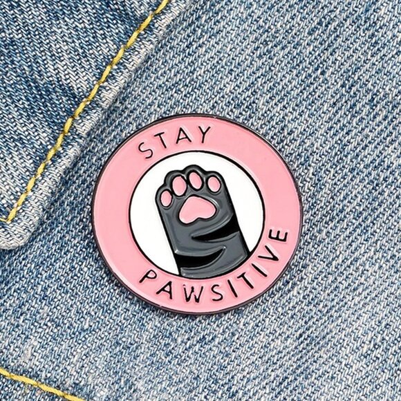 NEW| Stay Pawsitive Cat Paw Enamel Brooch Pin Accessories - Picture 4 of 7
